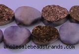 CAG8303 7.5 inches 15*20mm teardrop gold plated druzy agate beads