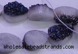 CAG8306 7.5 inches 15*20mm teardrop blue plated druzy agate beads