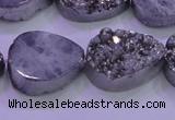 CAG8312 7.5 inches 18*25mm teardrop silver plated druzy agate beads