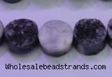 CAG8367 7.5 inches 16mm coin black plated druzy agate beads