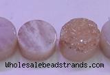 CAG8381 7.5 inches 20mm coin champagne plated druzy agate beads