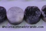 CAG8387 7.5 inches 20mm coin black plated druzy agate beads