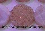 CAG8401 7.5 inches 30mm coin champagne plated druzy agate beads