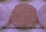 CAG8411 7.5 inches 35mm coin champagne plated druzy agate beads