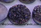 CAG8414 7.5 inches 35mm coin rainbow plated druzy agate beads