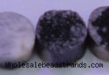 CAG8417 7.5 inches 35mm coin black plated druzy agate beads