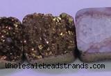 CAG8429 7.5 inches 30*30mm square gold plated druzy agate beads