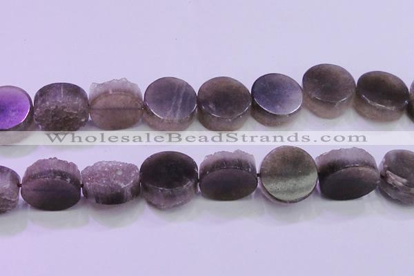 CAG8439 15.5 inches 30mm coin grey druzy agate gemstone beads