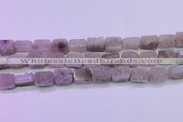 CAG8453 15.5 inches 13*18mm rectangle grey druzy agate gemstone beads