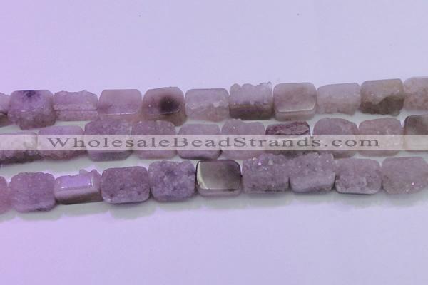 CAG8454 15.5 inches 15*20mm rectangle grey druzy agate gemstone beads