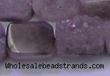 CAG8455 15.5 inches 18*25mm rectangle grey druzy agate gemstone beads