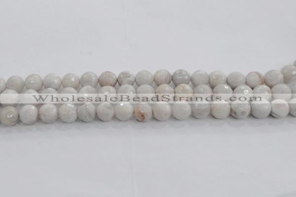 CAG8517 15.5 inches 12mm faceted round grey agate beads wholesale