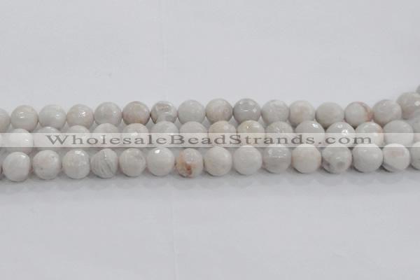 CAG8518 15.5 inches 14mm faceted round grey agate beads wholesale