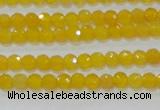 CAG8600 15.5 inches 4mm faceted round yellow agate gemstone beads