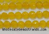 CAG8601 15.5 inches 6mm faceted round yellow agate gemstone beads