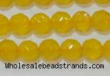 CAG8603 15.5 inches 10mm faceted round yellow agate gemstone beads