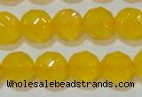 CAG8605 15.5 inches 14mm faceted round yellow agate gemstone beads