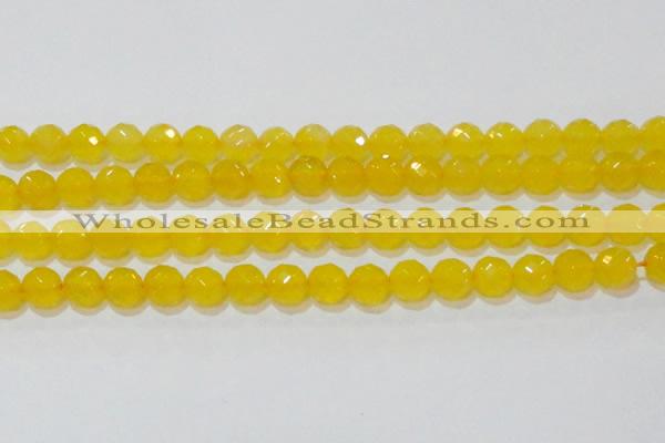 CAG8605 15.5 inches 14mm faceted round yellow agate gemstone beads