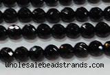 CAG8610 15.5 inches 6mm faceted round black agate gemstone beads