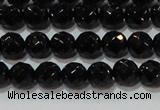 CAG8611 15.5 inches 8mm faceted round black agate gemstone beads