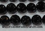 CAG8613 15.5 inches 12mm faceted round black agate gemstone beads