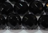 CAG8617 15.5 inches 20mm faceted round black agate gemstone beads