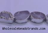 CAG8660 7.5 inches 13*18mm freeform silver plated druzy agate beads