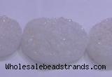 CAG8665 7.5 inches 22*30mm freeform white plated druzy agate beads