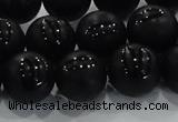 CAG8739 15.5 inches 14mm round matte tibetan agate gemstone beads