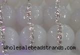 CAG8853 15.5 inches 12mm faceted round agate with rhinestone beads