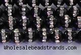 CAG8855 15.5 inches 6mm faceted round agate with rhinestone beads