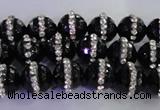 CAG8856 15.5 inches 8mm faceted round agate with rhinestone beads