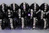 CAG8857 15.5 inches 10mm faceted round agate with rhinestone beads