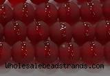 CAG8901 15.5 inches 6mm round matte red agate beads wholesale