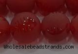 CAG8910 15.5 inches 12mm round matte red agate beads wholesale