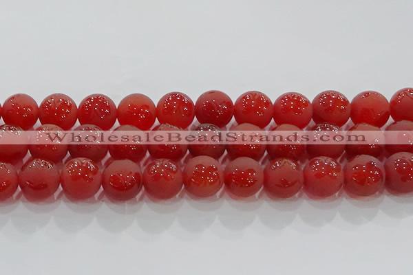 CAG8916 15.5 inches 12mm round matte red agate beads wholesale