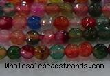 CAG8940 15.5 inches 4mm faceted round fire crackle agate beads