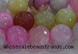 CAG8950 15.5 inches 10mm faceted round fire crackle agate beads