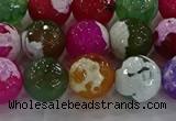 CAG8958 15.5 inches 12mm faceted round fire crackle agate beads