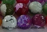 CAG8960 15.5 inches 16mm faceted round fire crackle agate beads