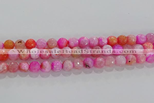 CAG8963 15.5 inches 6mm faceted round fire crackle agate beads