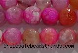 CAG8964 15.5 inches 8mm faceted round fire crackle agate beads