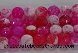 CAG8970 15.5 inches 4mm faceted round fire crackle agate beads