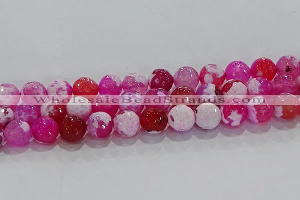 CAG8975 15.5 inches 14mm faceted round fire crackle agate beads