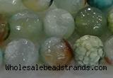 CAG8998 15.5 inches 14mm faceted round fire crackle agate beads