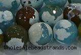 CAG9005 15.5 inches 16mm faceted round fire crackle agate beads