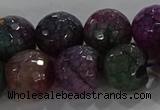 CAG9024 15.5 inches 12mm faceted round fire crackle agate beads