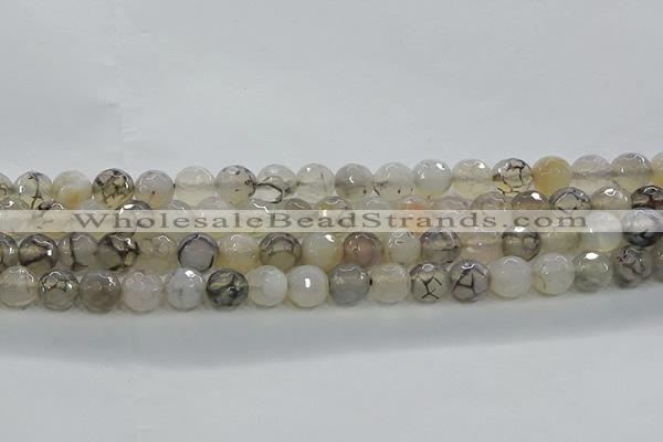 CAG9036 15.5 inches 8mm faceted round dragon veins agate beads