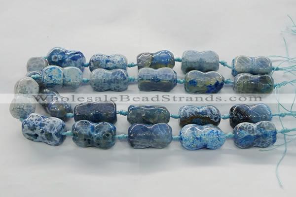 CAG9068 15.5 inches 16*30mm peanut-shaped fire crackle agate beads