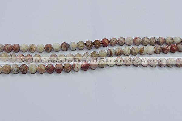 CAG9291 15.5 inches 6mm round matte Mexican crazy lace agate beads